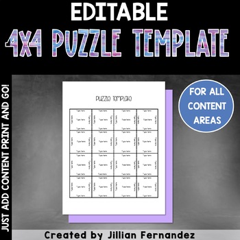 Preview of Puzzle Template - Editable 4x4 Puzzle