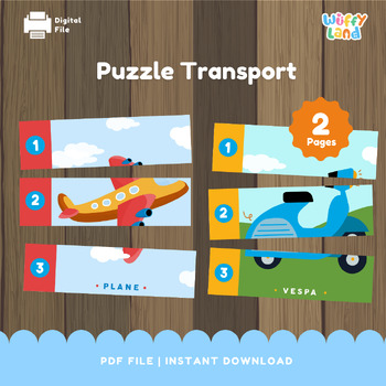 Preview of Puzzle Transport, Vehicles Puzzle Printable, Number 1-3, Counting Puzzle, Number