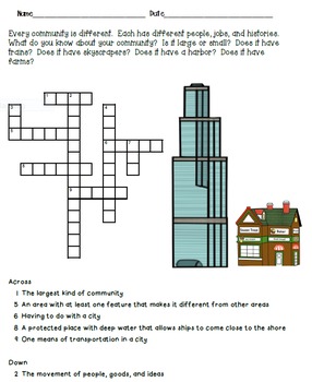 Crossword Puzzles Urban Communities by PuzzleMan TpT