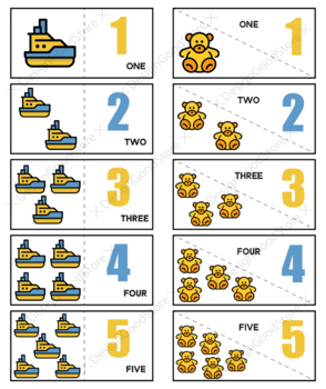 Preview of Puzzle cards template. Counting from 1 to 5. PDF file. Math for Prek