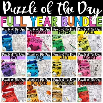 Preview of Puzzle of the Day Full Year BUNDLE | Brainteasers | Early Finishers