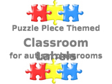 Puzzle piece themed CLASSROOM LABELS for autism classrooms