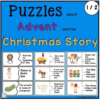 Preview of Puzzles about Advent and the Christmas Story for First and Second Grade