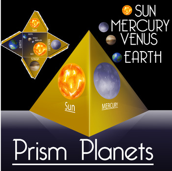 Preview of Pyramid Template printable with names of 3 planets and sun