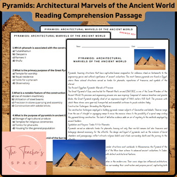 Preview of Pyramids: Architectural Marvels of the Ancient World Reading Passage