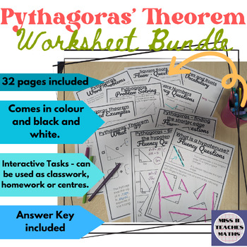 Preview of Pythagoras Worksheet Bundle