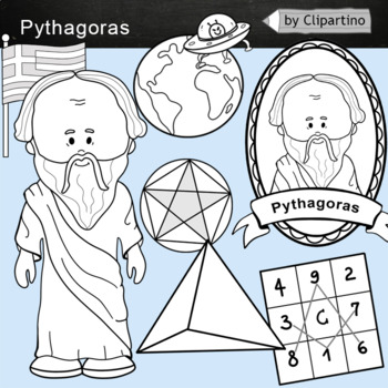 Preview of Pythagoras clipart bw