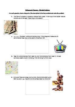 Preview of Pythagoras's Theorem Worded Problem Worksheet