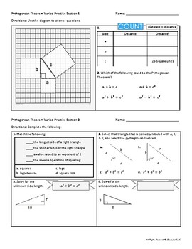 Preview of Pythagorean Theorem (10 Sections Varied & Engaging Practice)