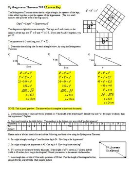 pythagorean theorem graded assignment answer key