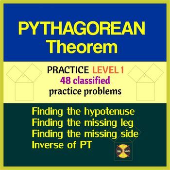 Preview of Pythagorean Theorem-PRACTICE LEVEL 1 - 48 Problems CLASSIFIED into 4 categories