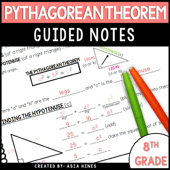 Preview of Pythagorean Theorem Guided Notes and Practice Worksheet