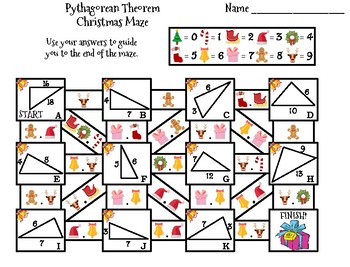 Pythagorean Theorem Activity: Christmas Math Maze by Science Spot