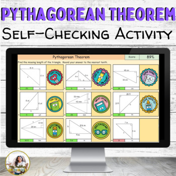 Preview of Pythagorean Theorem Activity | Self-checking  