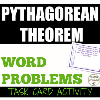 Preview of Pythagorean Theorem Activity Word Problem Task Cards