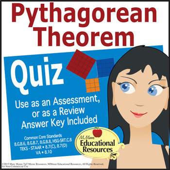 Preview of Pythagorean Theorem Assessment - Quiz - Test - 8th Grade Math