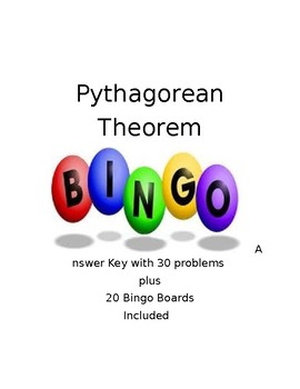 Preview of Pythagorean Theorem Bingo with 20 Pre-Filled Bingo Boards! Fun!!!