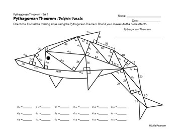 Preview of Pythagorean Theorem - Challenge Puzzle (Extension) - Worksheet - Dolphin