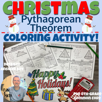 Preview of Pythagorean Theorem Christmas Coloring Activity 8th Grade