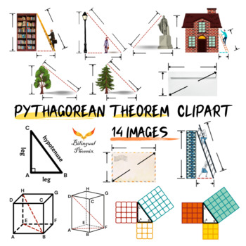 Preview of Pythagorean Theorem Clipart Math Word Problem Scenario Vocabulary Proof Clip Art