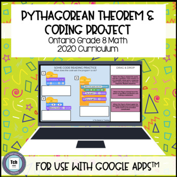 Preview of Pythagorean Theorem Coding Ontario Math Grade 8 (2020) for use with Google Apps™