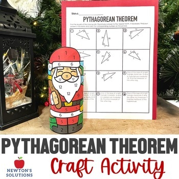 Preview of Pythagorean Theorem Color by Number Christmas Craft