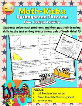 Preview of Pythagorean Theorem Coloring Activity | Math Kicks Shoe Design Activity