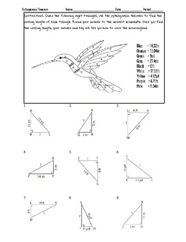 Preview of Pythagorean Theorem Coloring Worksheet (1)
