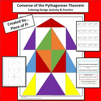 Preview of Pythagorean Theorem Converse Coloring Geometric Design Test Prep Sub Plans