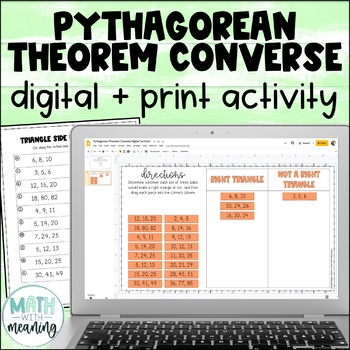 Preview of Pythagorean Theorem Converse Digital and Print Card Sort for Google Drive