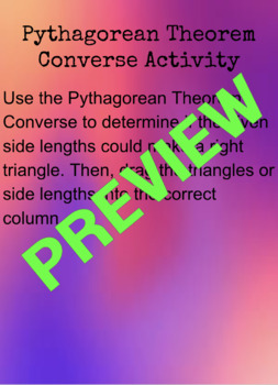 Preview of Pythagorean Theorem Converse Drag & Drop Activity 