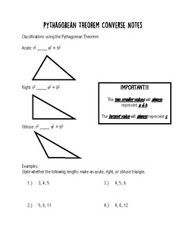 pythagorean theorem converse and inequalities assignment