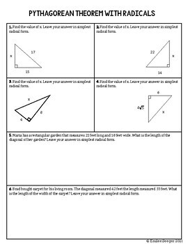 unit 9 lesson 3 homework (applying the pythagorean theorem)