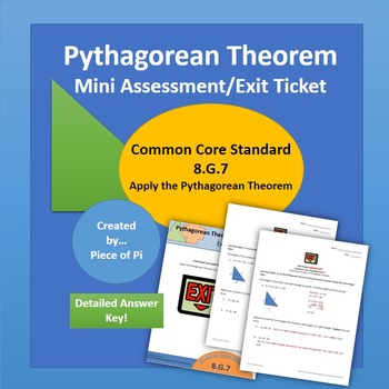 Preview of Pythagorean Theorem Converse Math 8.G.7 Exit Ticket/Mini Quiz Geometry Test Prep