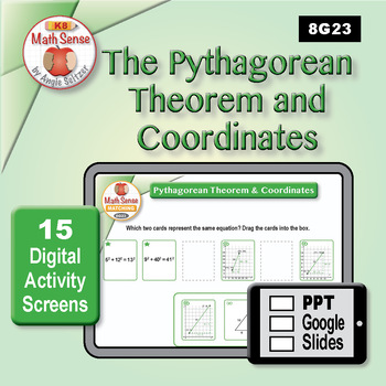 Preview of Pythagorean Theorem & Coordinates DIGITAL MATCHING: 15 PPT / Google Slides 8G23