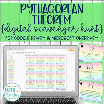 Preview of Pythagorean Theorem DIGITAL Scavenger Hunt for Google Drive Distance Learning