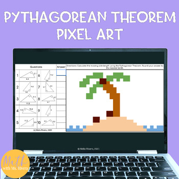 Preview of Pythagorean Theorem Digital Activity Pixel Art for Pre-Algebra Self Checking