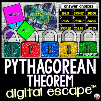 Preview of Pythagorean Theorem Digital Math Escape Room Activity