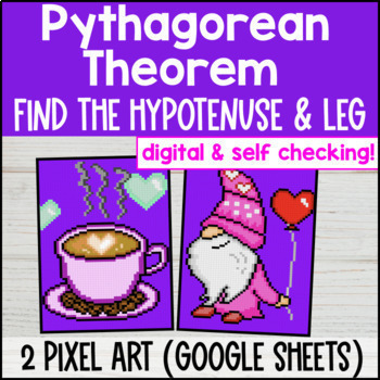 Preview of Pythagorean Theorem Digital Pixel Art | Triangle Hypotenuse & Leg Google Sheets