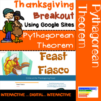 Preview of Pythagorean Theorem Thanksgiving Digital Escape Room Activity