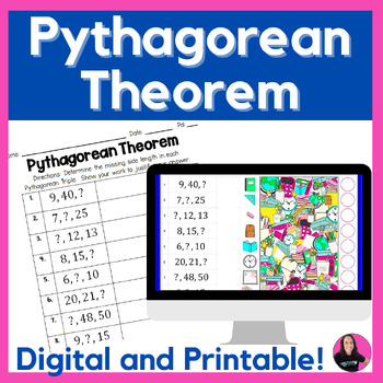 Preview of Pythagorean Theorem Digital and Printable Activity