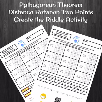 Preview of Pythagorean Theorem Distance Between Two Points Create the Riddle Activity