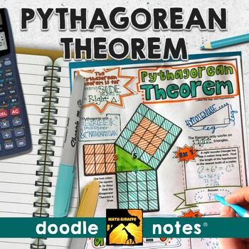 Preview of Pythagorean Theorem Doodle Notes | Visual Interactive Doodle Notes for Geometry