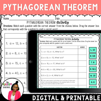 Preview of Pythagorean Theorem Word Problems Activity