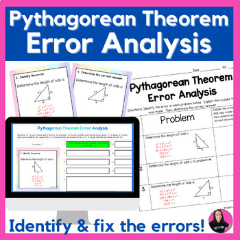 Preview of Pythagorean Theorem Error Analysis Digital and Printable Activity
