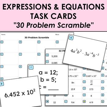Preview of Pythagorean Theorem, Exponent Properties, and Scientific Notation "30 Problem Sc