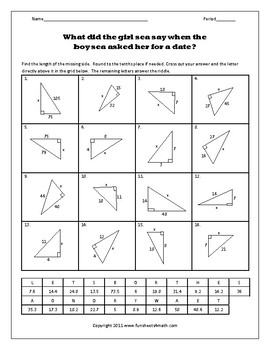 pythagorean theorem riddle worksheet pdf
