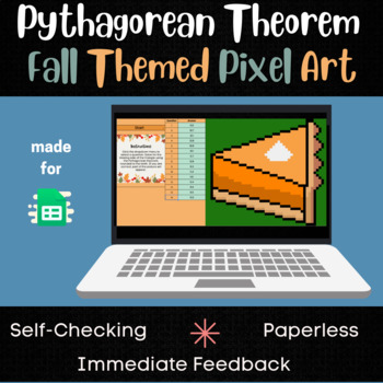 Preview of Pythagorean Theorem - Find the Missing Side - Fall and Thanksgiving Themed Pixel