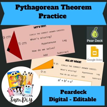 Preview of Pythagorean Theorem - Finding leg or hypotenuse - Google Slides - Peardeck 