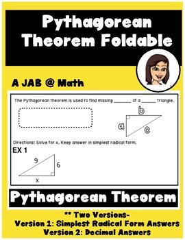 Preview of Pythagorean Theorem Foldable Notes